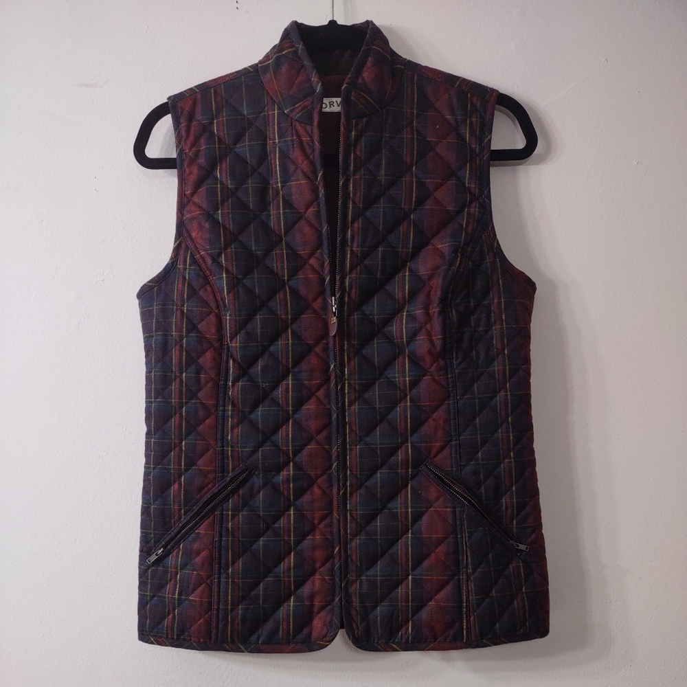 Orvis Plaid Quilted Vest, Size XS